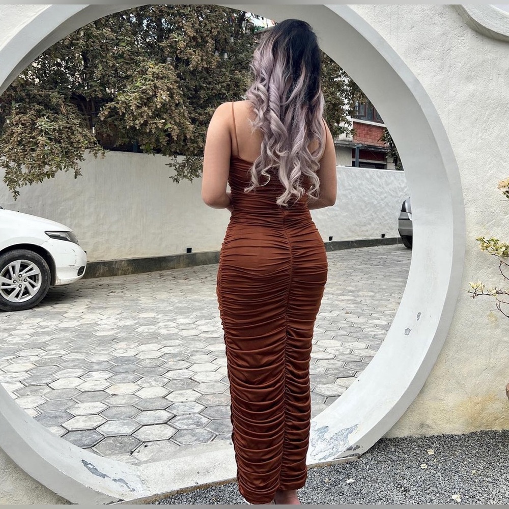 Solid Cami Ruched Bodycon Dress